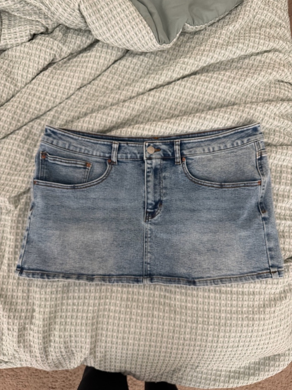 Fashion Nova Light Wash OG Denim Micro Mini Skirt